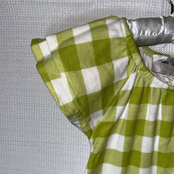 RARE EDITIONS Lime Green White Gingham Check Pullover Dress Girls Size 6 - Picture 2 of 5